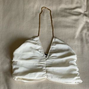 Zara White Crop with Gold Chain